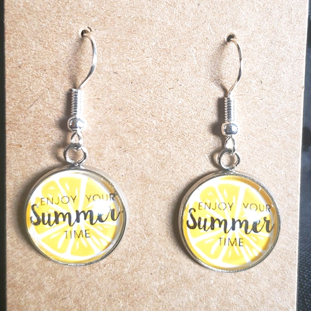 16 mm dangle stud earrings -lemon summertime